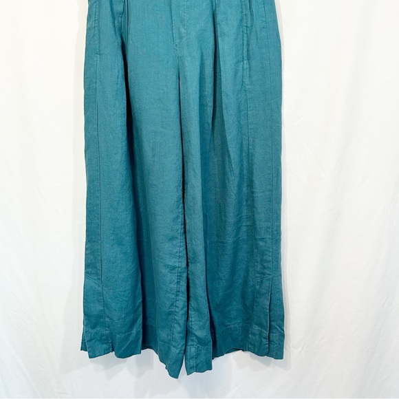 Athleta Playa Linen High Rise Pleated Wide Leg Pants in Borealis Blue - Picture 7 of 13